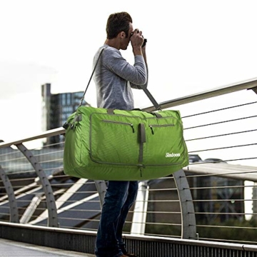 Simboom Faltbare Reisetasche für Männer und Frauen, 100L Wasserdicht Reise-Gepäck Sporttasche Leichter Duffel Taschen mit schuhfach für Gepäck Reise Sport Gym Urlaub, Grün - 6