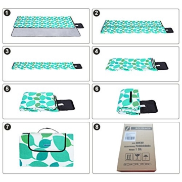 SONGMICS 200 x 200 cm XXL Picknickdecke Fleece wärmeisoliert wasserdicht mit Tragegriff GCM78Y - 4