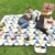 SONGMICS Picknickdecke, 200 x 200 cm, Stranddecke, für Outdoor, Camping, Park, Garten, wasserfeste Unterseite, faltbar, gelbe und Blaue Dreiecke GCM76S - 5