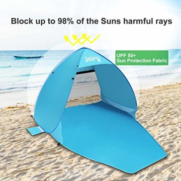 Strandmuschel, Pop up Strandzelt Shelter für 2-3 Personen Portable Beach Zelt 50 Sonnenschutz, Outdoor Tragbar Wurfzelt UV-Schutz, Strand Muschel Zelt für Familie BBQ Strand Garten Camping,Trekking - 5