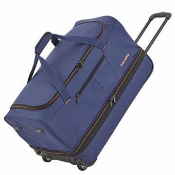 travelite 2-Rad Trolley Reisetasche Gr. S mit Dehnfalte, Gepäck Serie BASICS: Weichgepäck Reisetasche mit Rollen mit extra viel Volumen, 096275-20, 55 cm, 51 Liter (erweiterbar auf 64 Liter), marine - 2