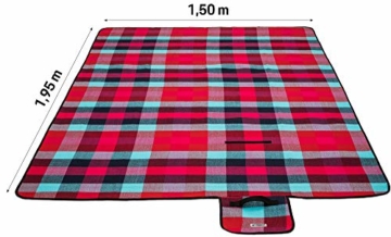 TRESKO XXL 195 x 150 cm Picknickdecke Acryl Wasserdicht | Campingdecke für Outdoor mit Tragegriff | Wärmeisoliert & Weich PNDKE26 - 4