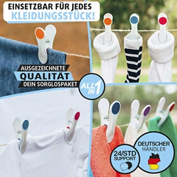 Vilenia Home Wäscheklammern Softgrip - 50 Stück Premium Klammern aus Kunststoff - Optimal für den Wäscheständer und Klammerbeutel - Wäscheklammer - 5