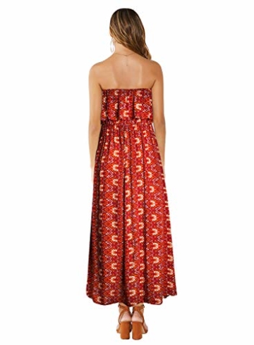 Yidarton Damen Sommer Kleider Trägerlos Boho Maxi Lang Kleider Ärmelloses CocktailKleider Strandkleider - 2