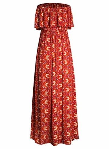 Yidarton Damen Sommer Kleider Trägerlos Boho Maxi Lang Kleider Ärmelloses CocktailKleider Strandkleider - 4