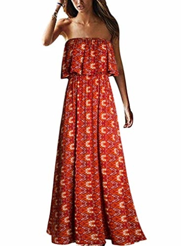 Yidarton Damen Sommer Kleider Trägerlos Boho Maxi Lang Kleider Ärmelloses CocktailKleider Strandkleider - 1