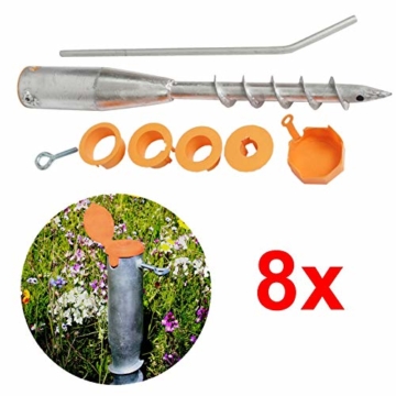 8x Bodenhülse 64 mm Feuerverzinkt Universal Einschraubbodenhülse Schirmständer Eindrehhülse für Wäschespinne Einschraubhülse Hülse - 2
