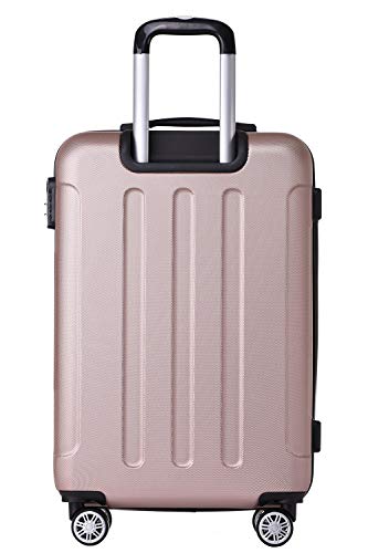 BEIBYE Hartschalen-Koffer Trolley Rollkoffer Reisekoffer Handgepäck 4 Rollen (M-L-XL-Set) (Rosa Gold, M) - 2