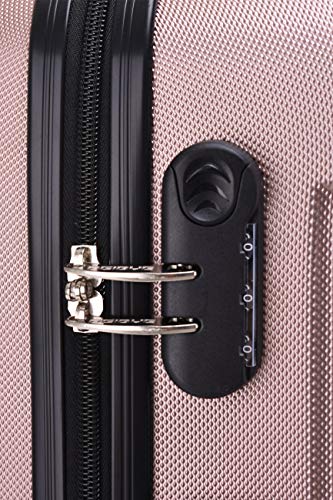BEIBYE Hartschalen-Koffer Trolley Rollkoffer Reisekoffer Handgepäck 4 Rollen (M-L-XL-Set) (Rosa Gold, M) - 3