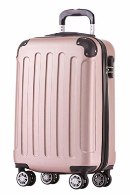 BEIBYE Hartschalen-Koffer Trolley Rollkoffer Reisekoffer Handgepäck 4 Rollen (M-L-XL-Set) (Rosa Gold, M) - 1