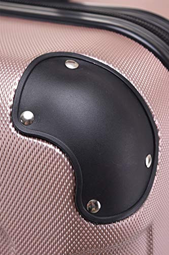 BEIBYE Hartschalen-Koffer Trolley Rollkoffer Reisekoffer Handgepäck 4 Rollen (M-L-XL-Set) (Rosa Gold, M) - 4