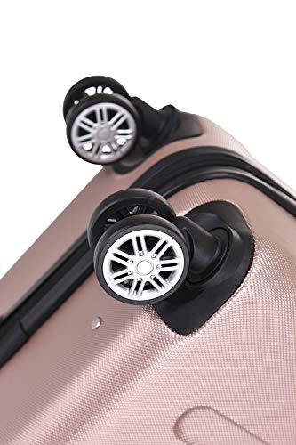 BEIBYE Hartschalen-Koffer Trolley Rollkoffer Reisekoffer Handgepäck 4 Rollen (M-L-XL-Set) (Rosa Gold, M) - 7