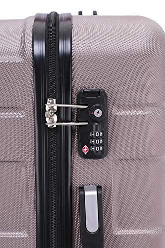 BEIBYE - TSA Schloß 2035 Hartschale Reisekoffer Koffer Handgepäck Trolley (Rosagold, M) - 3