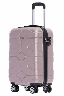 BEIBYE - TSA Schloß 2035 Hartschale Reisekoffer Koffer Handgepäck Trolley (Rosagold, M) - 1