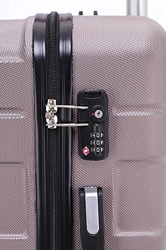 BEIBYE - TSA Schloß 2035 Hartschale Reisekoffer Koffer Handgepäck Trolley (Rosagold, M) - 4