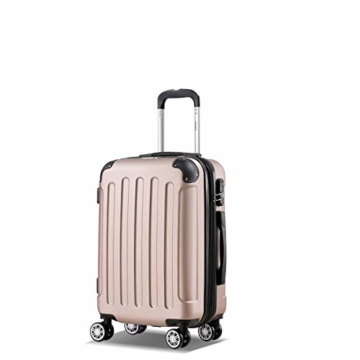 Flexot 2045 Handgepäck Koffer (Bordcase) - Farbe Rosegold Größe M Hartschalen-Koffer Trolley Rollkoffer Reisekoffer Handgepäck 4 Rollen - 1