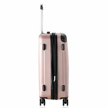 Flexot 2045 Handgepäck Koffer (Bordcase) - Farbe Rosegold Größe M Hartschalen-Koffer Trolley Rollkoffer Reisekoffer Handgepäck 4 Rollen - 5