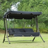 Loywe Hollywoodschaukel Gartenschaukel Moderne Gartenliege Outdoor Schaukelbank mit Liegefunktion 190x135x170cm LW10 Schwarz - 1