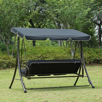 Loywe Hollywoodschaukel Gartenschaukel Moderne Gartenliege Outdoor Schaukelbank mit Liegefunktion 190x135x170cm LW10 Schwarz - 6