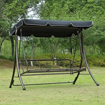 Loywe Hollywoodschaukel Gartenschaukel Moderne Gartenliege Outdoor Schaukelbank mit Liegefunktion 190x135x170cm LW10 Schwarz - 7