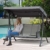 Outsunny 3-Sitzer Hollywoodschaukel, Gartenschaukel mit Sonnendach, Schaukelbank mit Ablage, Aluminium, Grau, 196 x 128 x 172 cm - 2