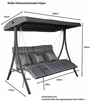 Pure Home & Garden 3-Sitzer XXL Hollywoodschaukel Vippe, ergonomisch geformt - 2