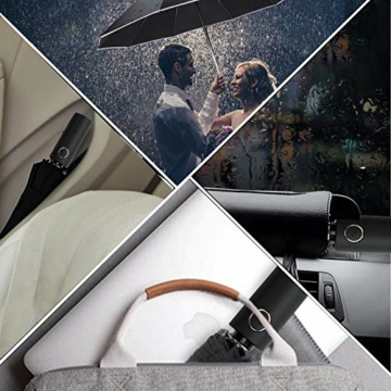 Regenschirm Groß, Lzfitpot 41 Inches Taschenschirm Sturmfest bis 140 km/h, Winddicht, Auf-Zu Automatik, Extra Stabil 210T Nylon Umbrella, mit Reflektierende Streifen für Sicherheit, 10 Ribs, Schwarz - 9