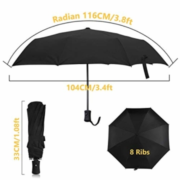 TechRise Regenschirm Taschenschirm mit Einhändiger Auf-Zu-Automatik Kompakt Stockschirm Transportabel für Reise - 6