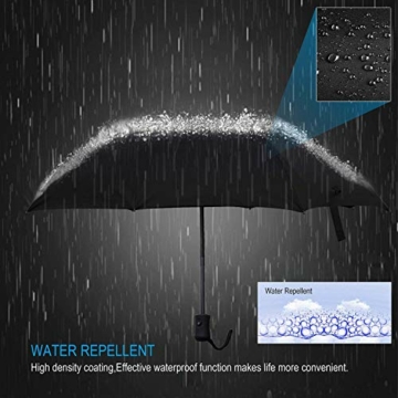 TechRise Regenschirm Taschenschirm mit Einhändiger Auf-Zu-Automatik Kompakt Stockschirm Transportabel für Reise - 8