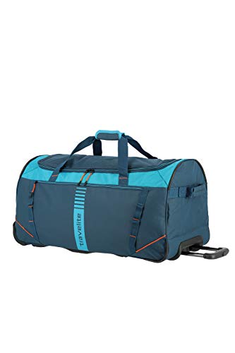 travelite 2-Rad Trolley Reisetasche Größe L, Gepäck Serie Basics Active: Weichgepäck Reisetasche mit Rollen im frischen Design, 096281-22, 71 cm, 86 Liter, Petrol/orange - 5