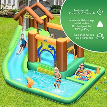 COSTWAY Hüpfburg mit Gebläse, Wasserrutsche Spielpool Aufblasbare, Wasserspielcenter mit Rutsche, Wasserpark aufblasbar, Planschbecken 368x303x230cm - 2