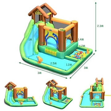 COSTWAY Hüpfburg mit Gebläse, Wasserrutsche Spielpool Aufblasbare, Wasserspielcenter mit Rutsche, Wasserpark aufblasbar, Planschbecken 368x303x230cm - 7