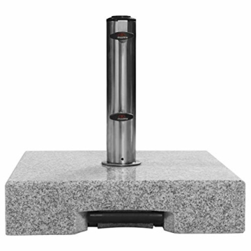 doppler Granit-Sonnenschirmständer mit Ausziehgriff 45kg – Hochwertiger Sockel mit Edelstahlrohr – Mit 2 Rollen und Zuggriff - 4