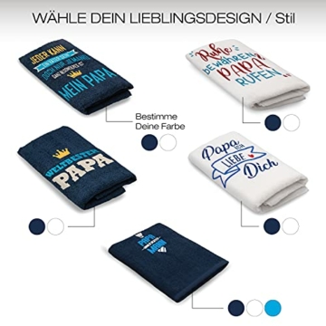 Handtuch Bestickt 50x100cm 100% Baumwolle - Das Papa Geschenk Geburtstag, Weihnachten, Vatertag oder Dankeschön, Geschenkidee für Papa, Vater Geschenk HISA DARIL® (Jeder kann EIN Vater Sein, Blau) - 2