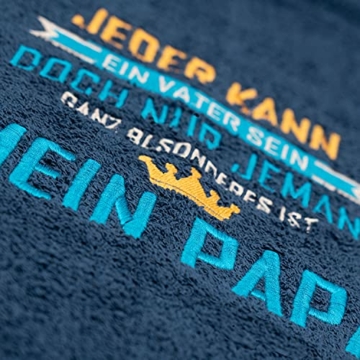 Handtuch Bestickt 50x100cm 100% Baumwolle - Das Papa Geschenk Geburtstag, Weihnachten, Vatertag oder Dankeschön, Geschenkidee für Papa, Vater Geschenk HISA DARIL® (Jeder kann EIN Vater Sein, Blau) - 8