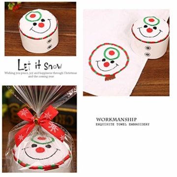 TOPBATHY 2 stücke Weihnachten Baumwolle Handtücher Kreativ Gefaltete Waschlappen Festliche Geschenke für Mädchen Kinder (Weihnachtsmann und Schneemann) - 4