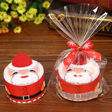TOPBATHY 2 stücke Weihnachten Baumwolle Handtücher Kreativ Gefaltete Waschlappen Festliche Geschenke für Mädchen Kinder (Weihnachtsmann und Schneemann) - 6