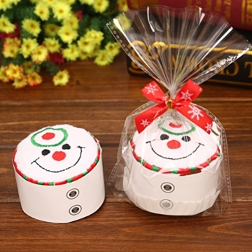 TOPBATHY 2 stücke Weihnachten Baumwolle Handtücher Kreativ Gefaltete Waschlappen Festliche Geschenke für Mädchen Kinder (Weihnachtsmann und Schneemann) - 9