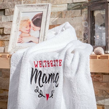 Weltbeste Mama - Handtuch Bestickt 50x100cm 100% Baumwolle /Geschenkideen für Mütter / Geschenke für Mama zum Geburtstag / Muttertag & Weihnachten / HISA DARIL® (Weiß) - 7