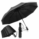 Adoric Regenschirm Sturmfest bis 140 km/h Taschenschirm automatischer Schirm Umbrella schnelltrockend Golfschirm mit Trockenbeutel Schützt vor Regen und Sonne,schwarz,33 * 6 * 6 cm - 1