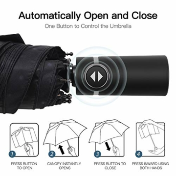 Amazon Brand - Eono Regenschirm Taschenschirm Kompakter Falt-Regenschirm, Winddichter, Auf-Zu-Automatik, Teflonbeschichtung, Verstärktes Dach, Ergonomischer Griff, Schirm-Tasche - Galaxis - 2
