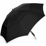 Automatik Golf Regenschirm - 158 cm / 62 Zoll Groß Stockschirm GolfSchirme für Herren männer Familiengebrauch Robust Sturm geschützt durch Doppelkappe mit Windöffnung (Schwarz) - 1