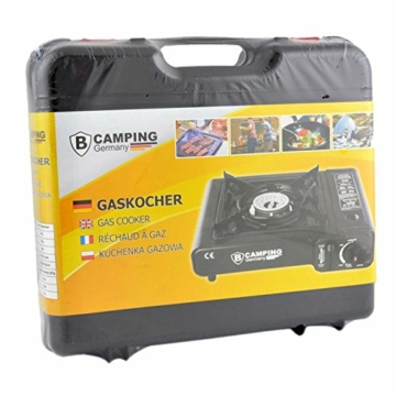 B-Camping Germany Gaskocher mit 8 Gaskartuschen Campingkocher 1-flammig max. Leistung 2,1 KW - 3