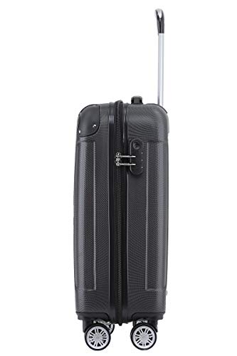 BEIBYE Hartschalen-Koffer Trolley Rollkoffer Reisekoffer Handgepäck 4 Rollen (M-L-XL-Set) (Schwarz, M) - 3