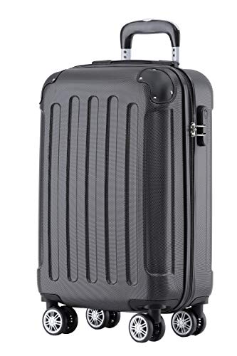 BEIBYE Hartschalen-Koffer Trolley Rollkoffer Reisekoffer Handgepäck 4 Rollen (M-L-XL-Set) (Schwarz, M) - 1