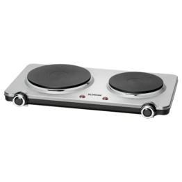 Bomann Doppel-Kochplatte DKP 5033 E, ideal für Camping, Küche oder Büro, zwei Kochplatten groß 18 cm und klein 15 cm, stufenlos regelbare Thermostate, Cool Touch-Griffe, Überhitzungsschutz, edelstahl - 1