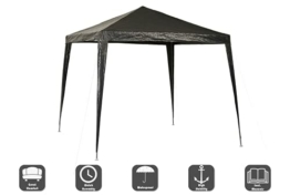 CHILLROI Steckpavillon 3x3m I grau I PE-Plane 90 I wasserdicht I inkl.Heringe, Spannseile I Unterstand für Garten Party Markt Terrasse Festival Camping - 1