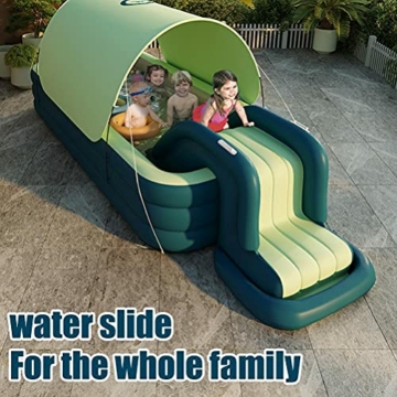 Dan&Dre Aufblasbarer Pool mit Wasserrutsche, 1 Set Faltbarer Automatischer Sonnenschutz Baby Swimmingpool Planschbecken Badeschwimmingpool - 3