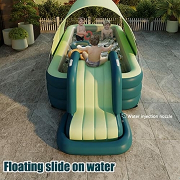 Dan&Dre Aufblasbarer Pool mit Wasserrutsche, 1 Set Faltbarer Automatischer Sonnenschutz Baby Swimmingpool Planschbecken Badeschwimmingpool - 4