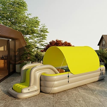 Dan&Dre Aufblasbarer Pool mit Wasserrutsche, 1 Set Faltbarer Automatischer Sonnenschutz Baby Swimmingpool Planschbecken Badeschwimmingpool - 5
